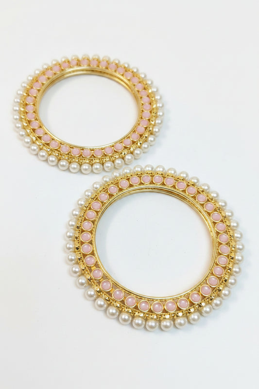 Baby pink and pearl Rajwadi Bangles