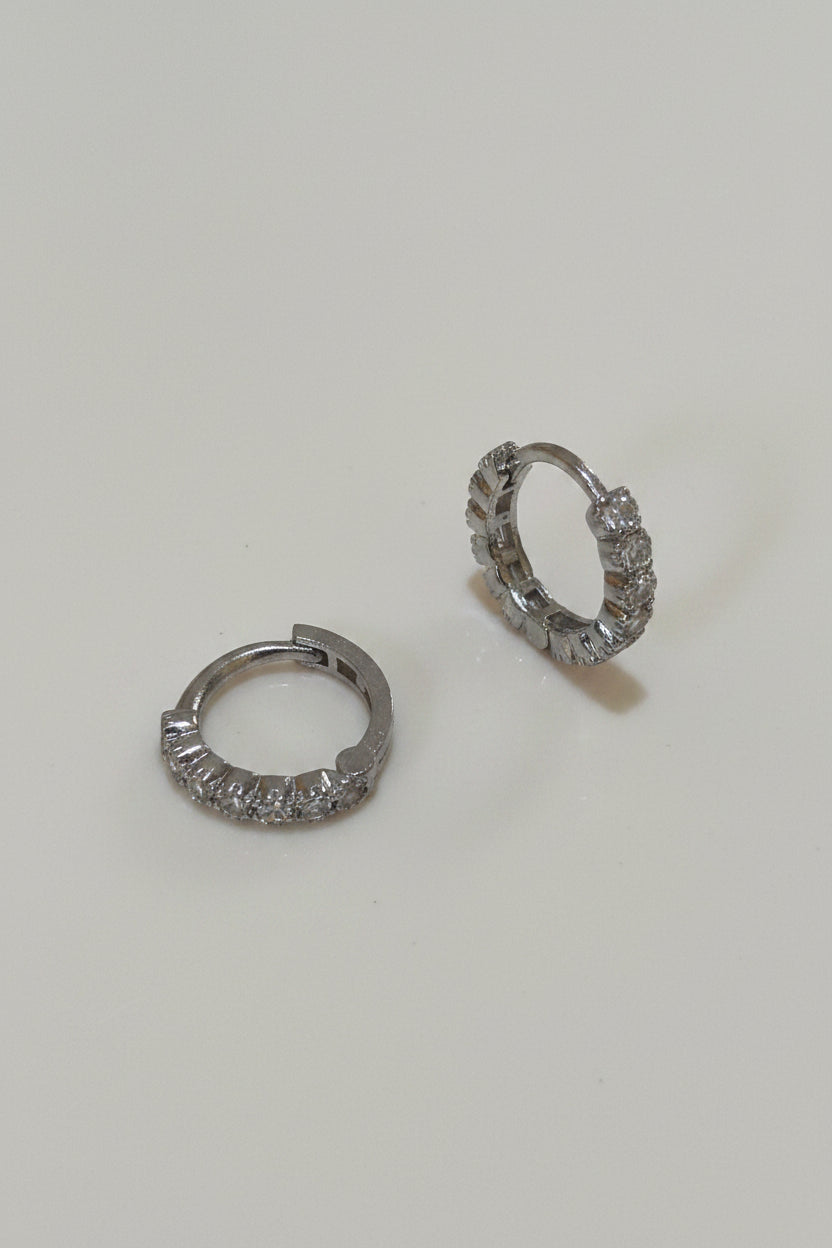 Silver American diamond hoops for loop and helix piercing