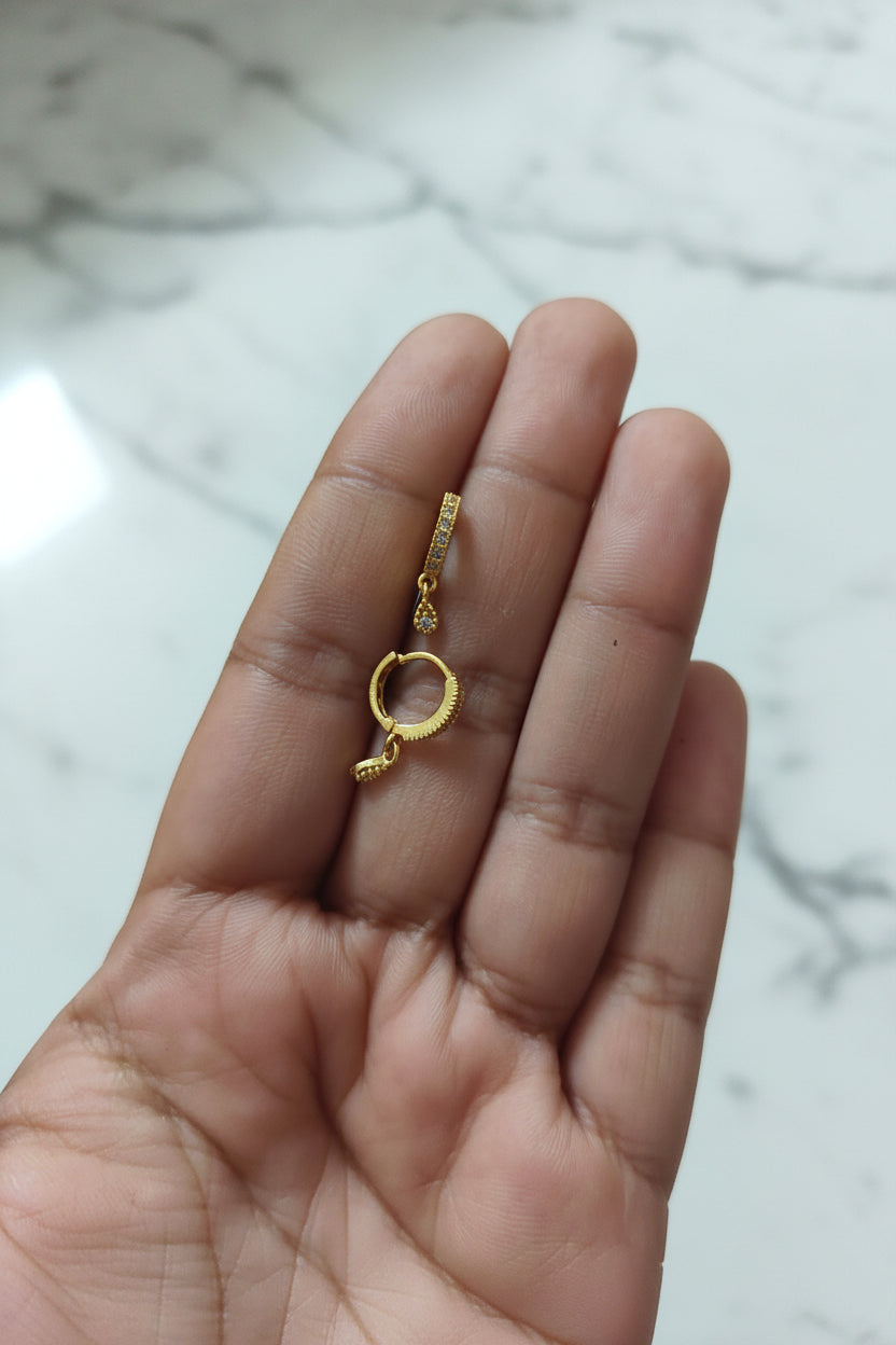 Golden dangler for helix and upper loob piercing