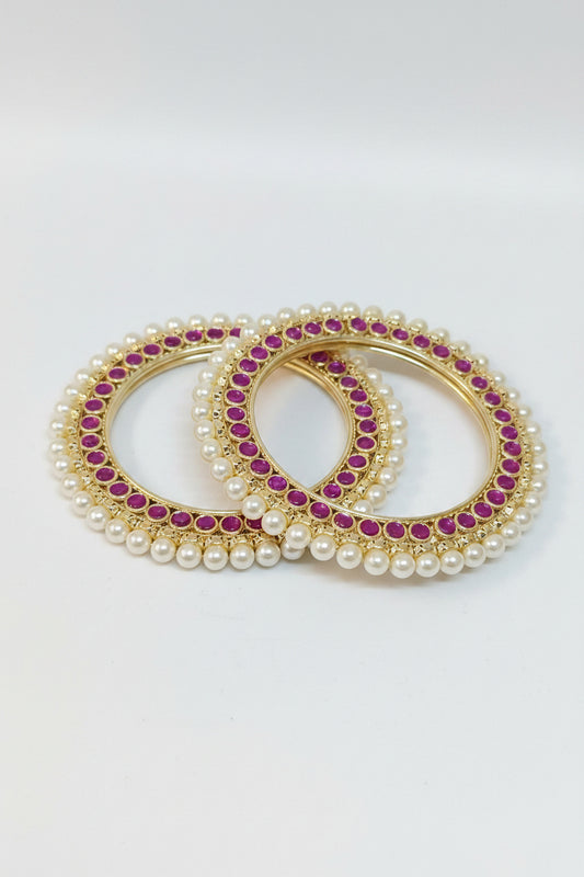 Purple Rajwadi Bangle with Pearl