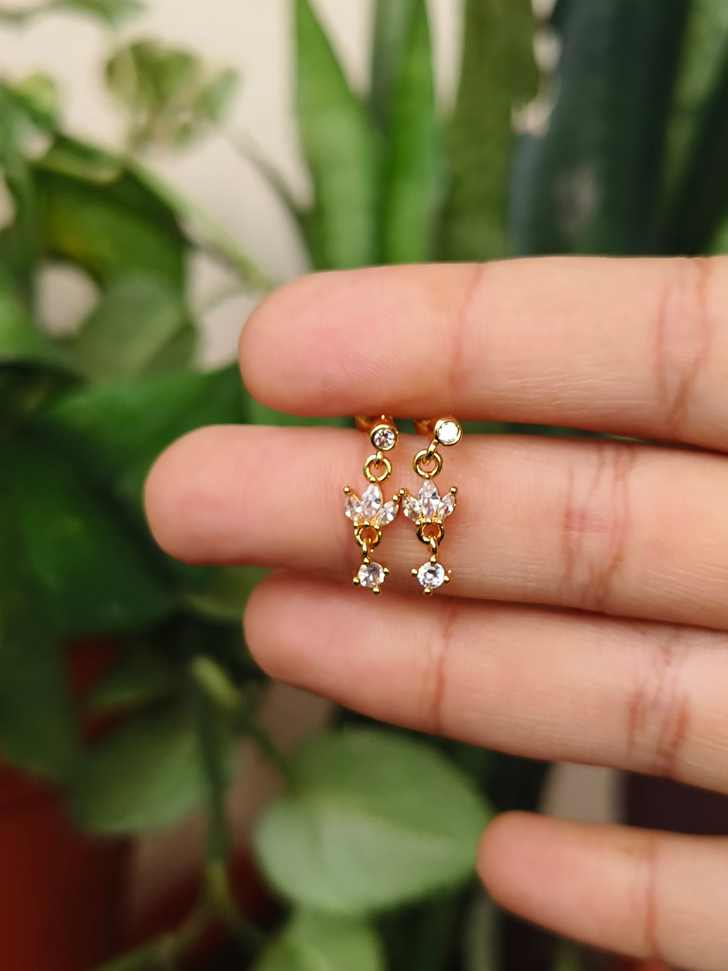 Flower stone Ball Back Danglers for helix