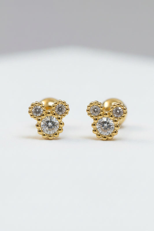 Micky mouse ball back studs pair for helix and loob piersing