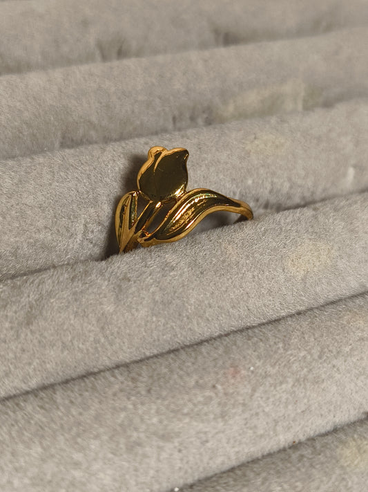 Golden Tulip Anti-Tarnish Waterproof Ring 🌷✨
