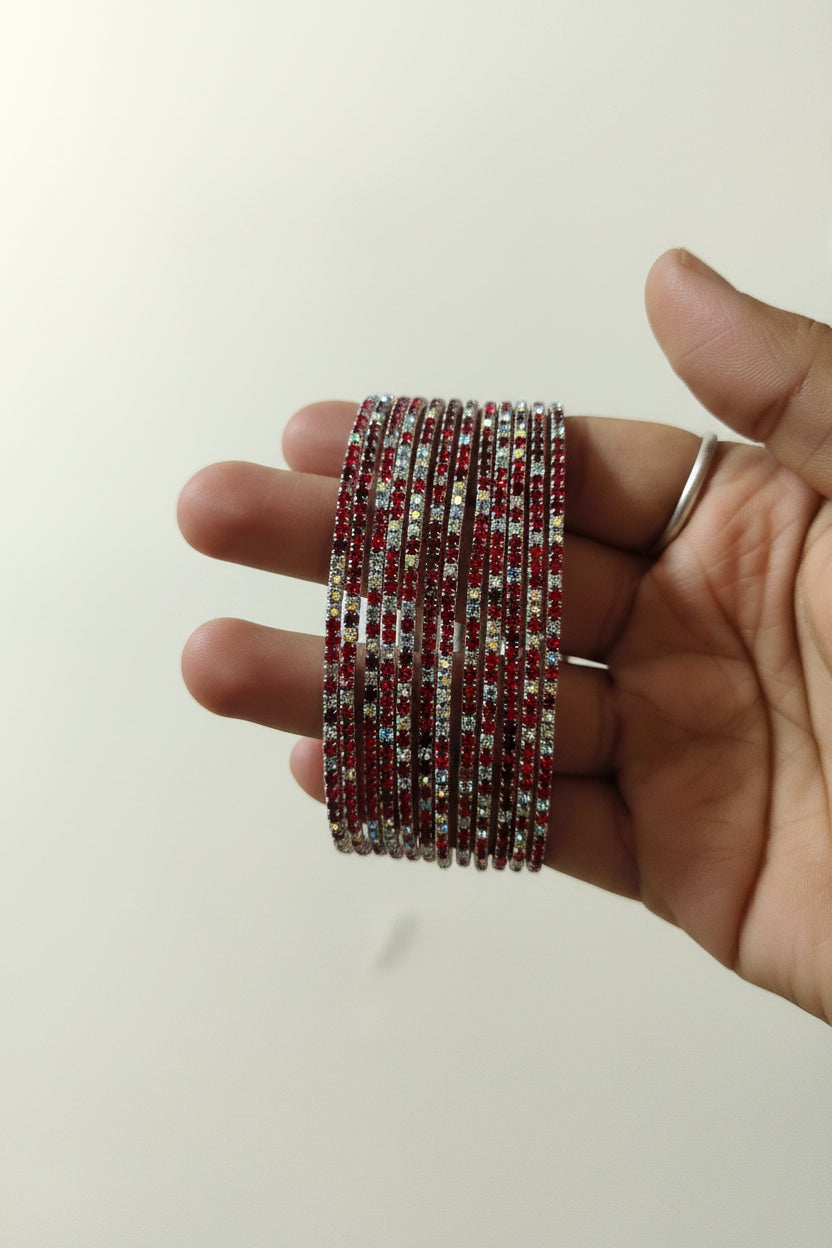 Red and white Rhinestone Tennis Bracelate 1Piece