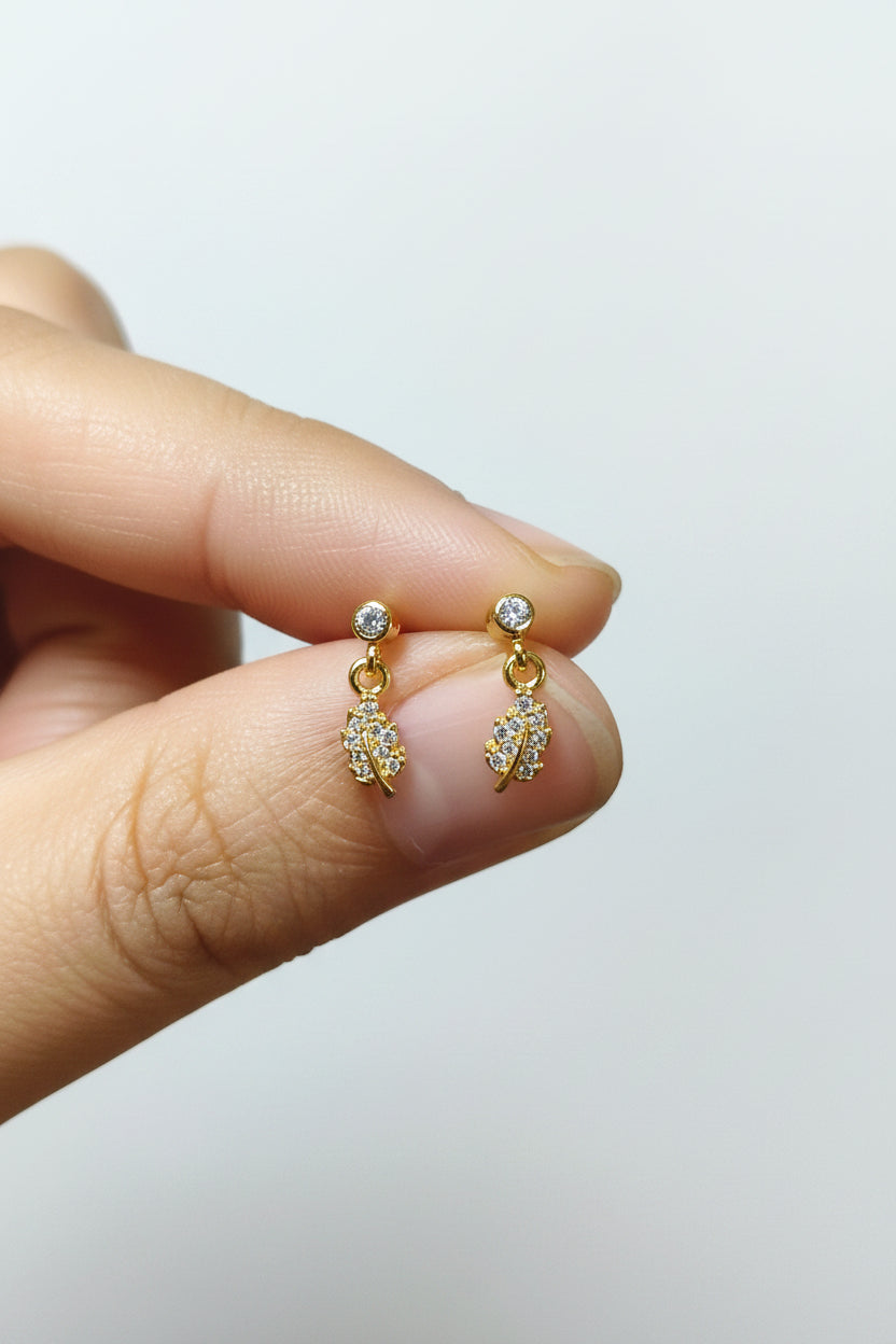 Ball Back Leaf dangler for helix piercing (Pair)