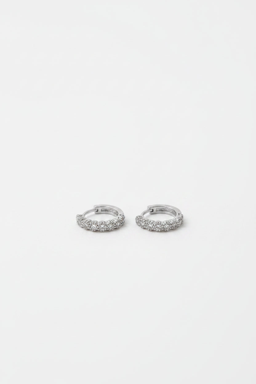 Silver American diamond hoops for loop and helix piercing