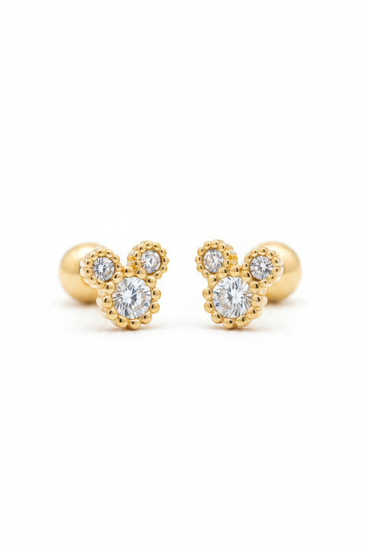 Micky mouse ball back studs pair for helix and loob piersing