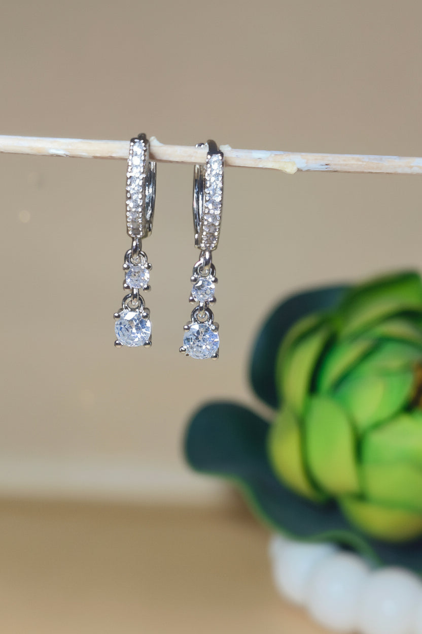 CZ Double Drop Hoop Earrings🤍