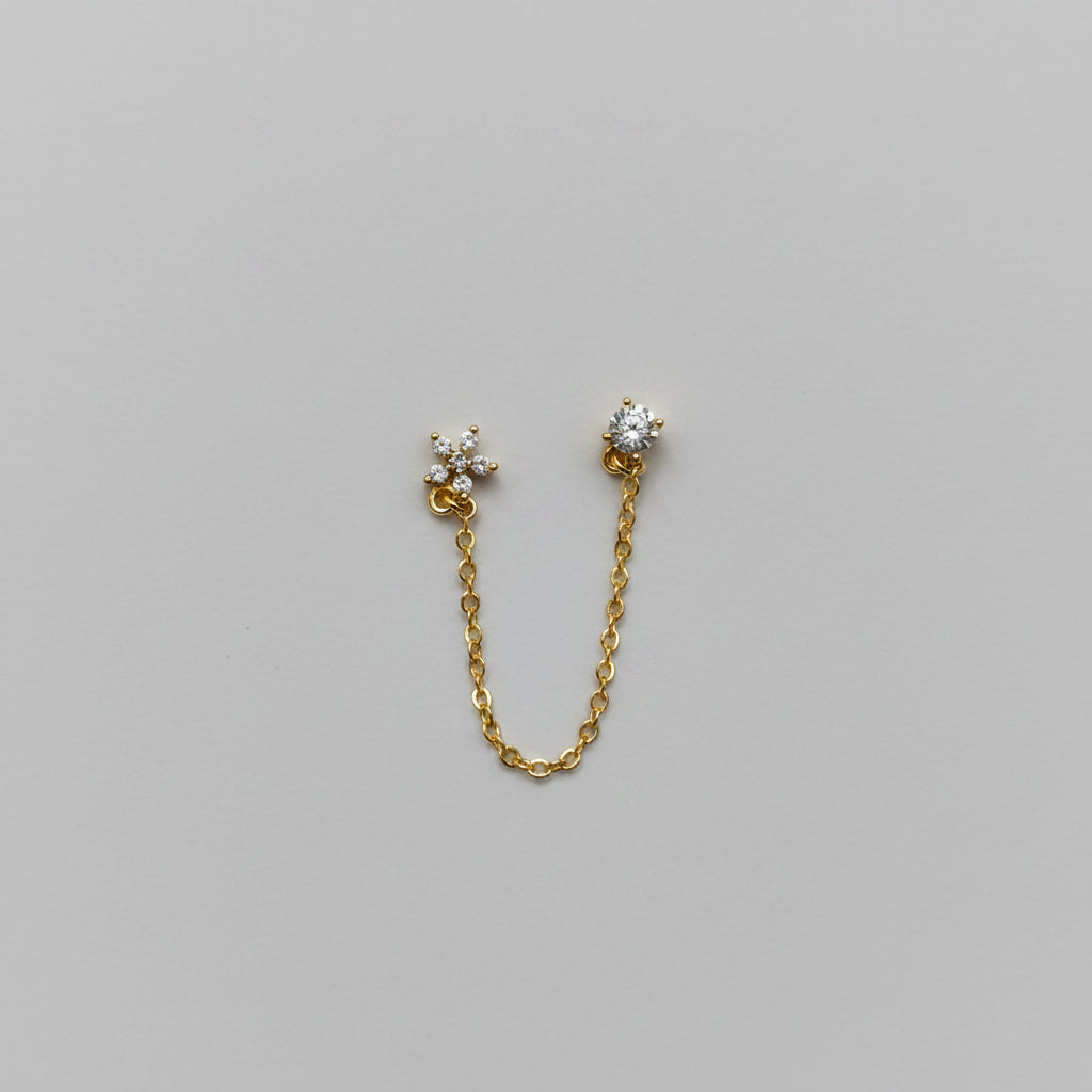 Ball Back Earrings chain connector earrings (pair)