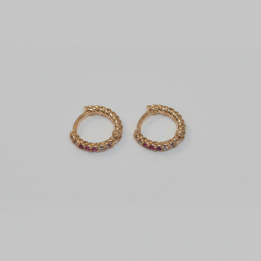 AD Golden hoops with pink stone for loob piercing