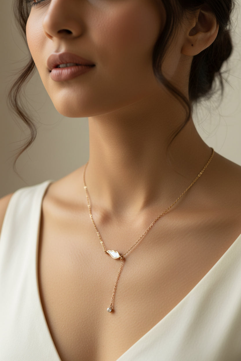 Rose Gold Hand Pendant Necklace for Women | Minimalist Drop Chain Jewelry