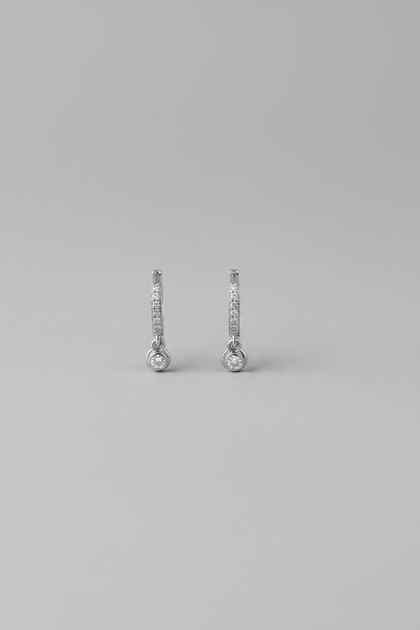 Silver Dangler hoops for lobe piercing
