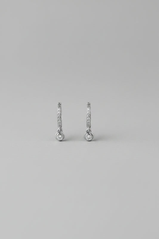 Silver Dangler hoops for lobe piercing