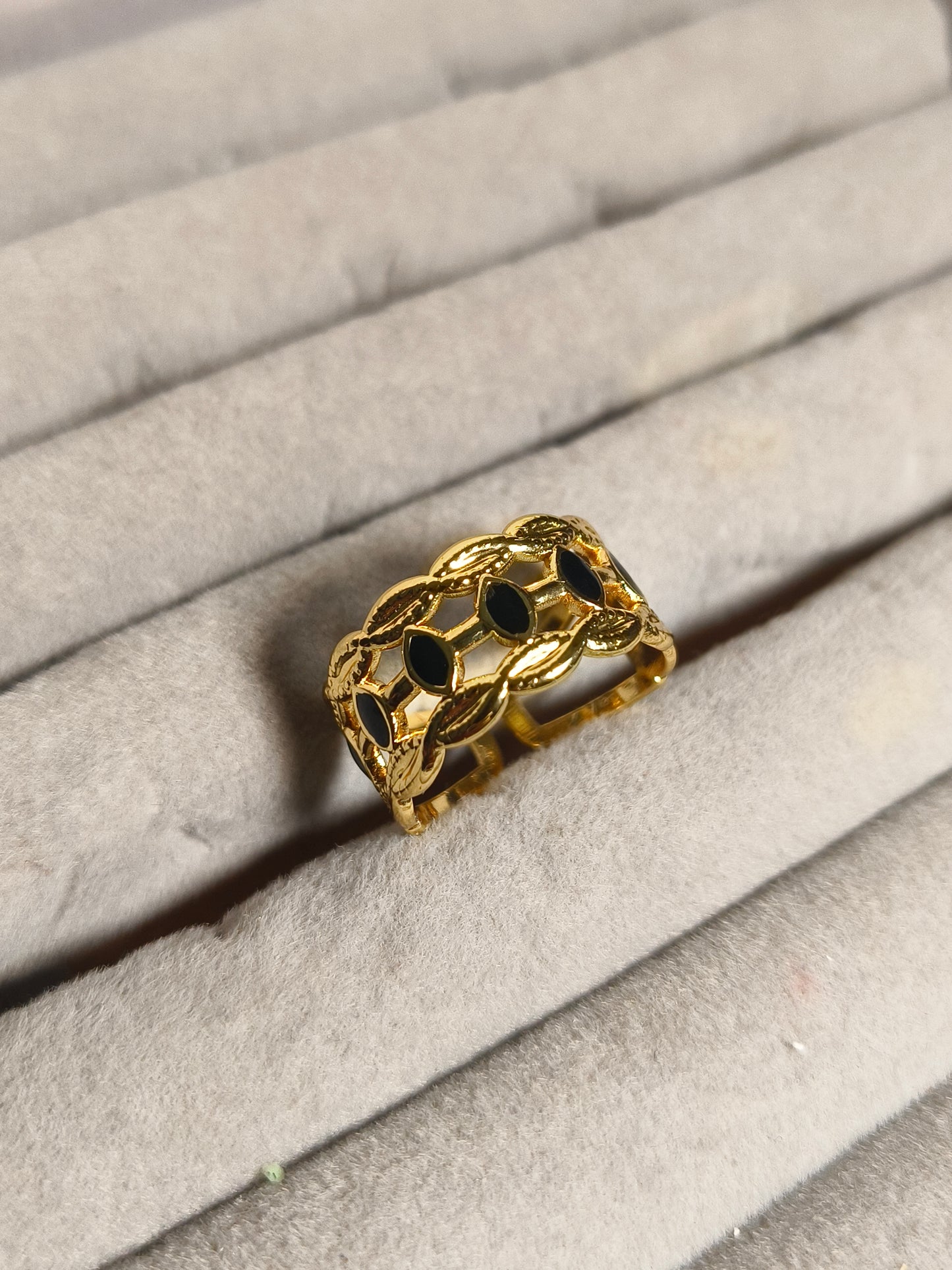 Black & Gold Statement Ring for Women