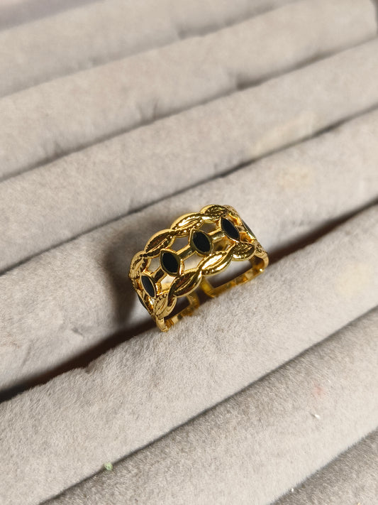 Black & Gold Statement Ring for Women