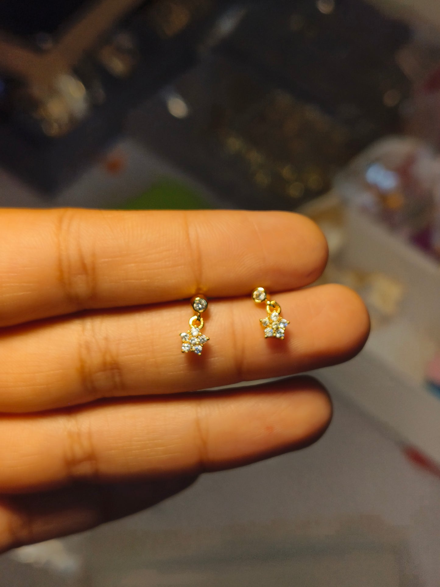 Ball back flower dangler for helix piercing pair