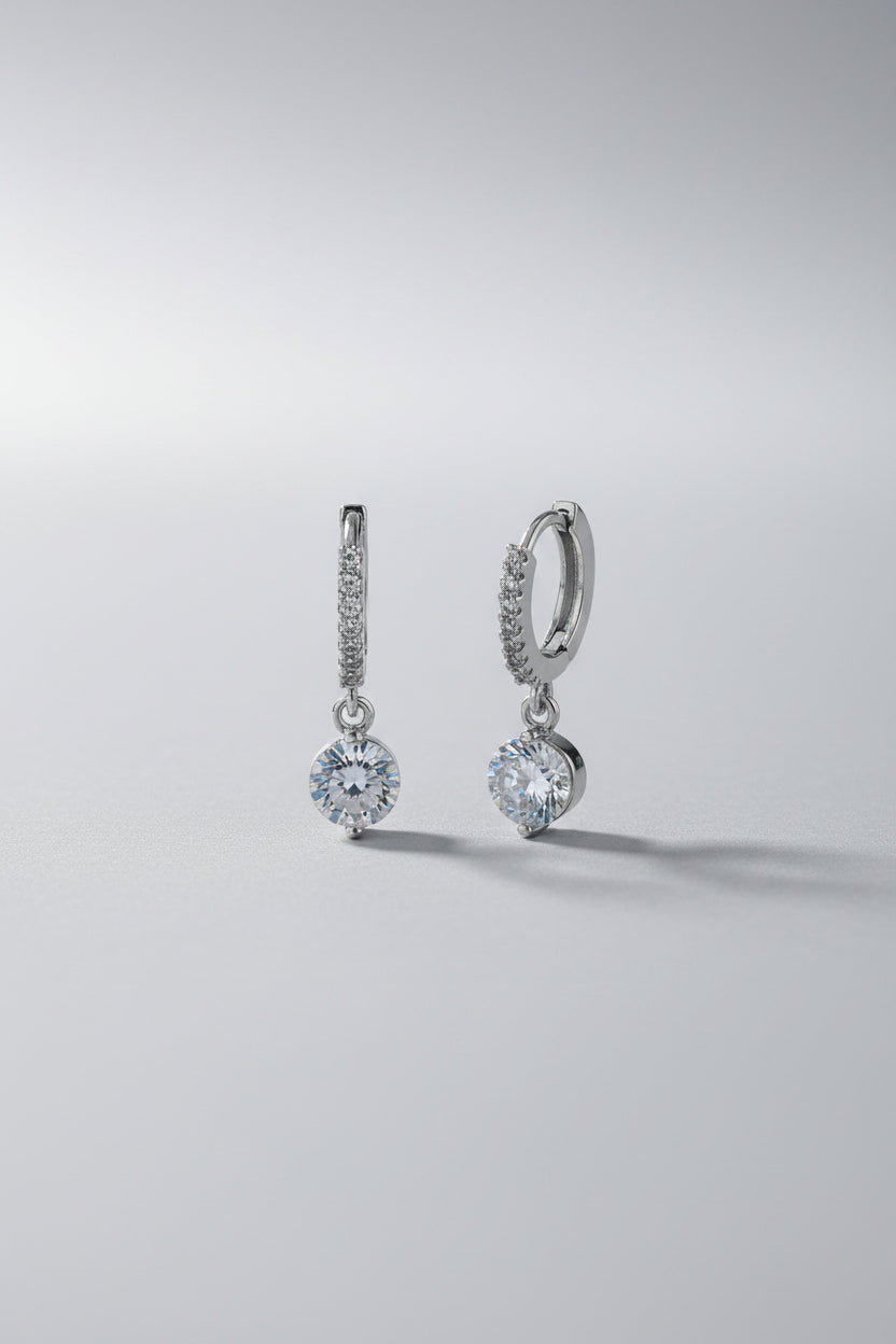 Silver Stone Dangler For Lobe Piercing