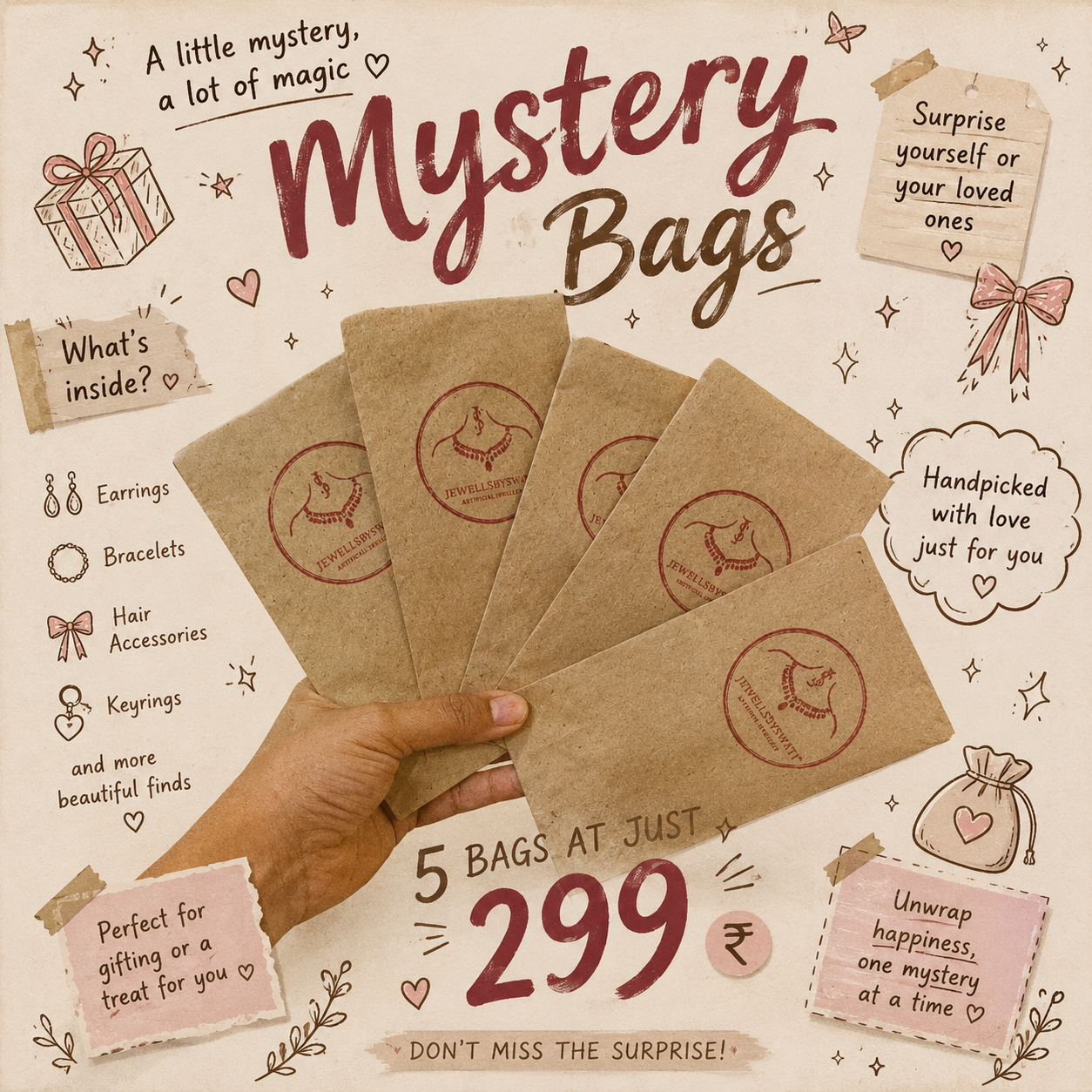 ✨ 5 Mystery Bags – Surprise Accessories Combo ✨
