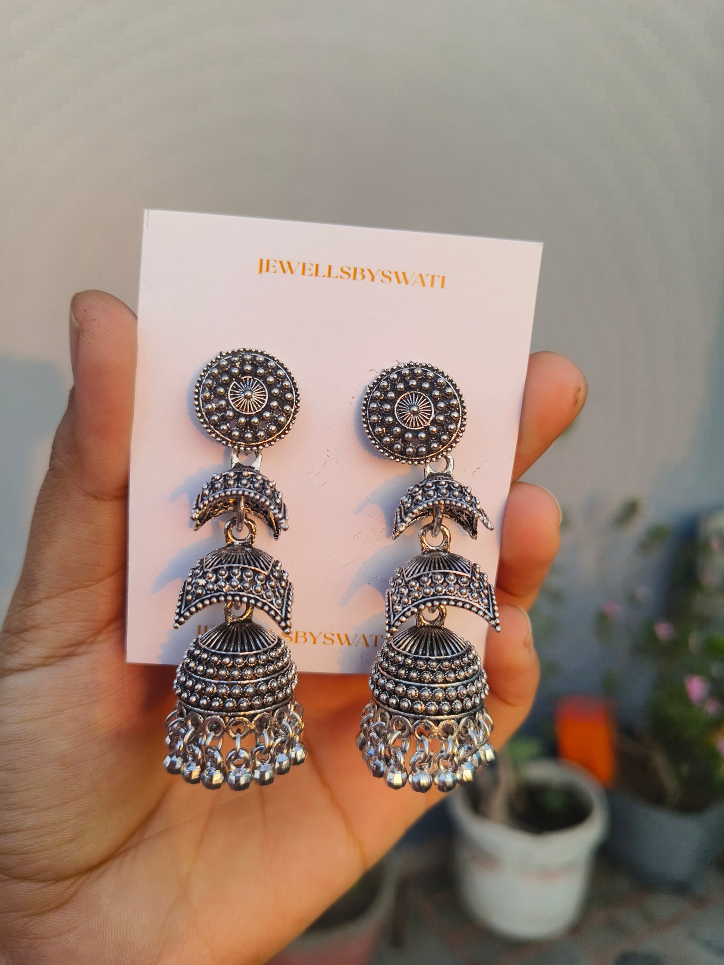 Combo of 5 Premium Oxidized Silver Jhumka Earrings