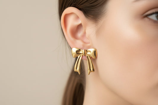 Elegant Gold Bow Earrings for Women |