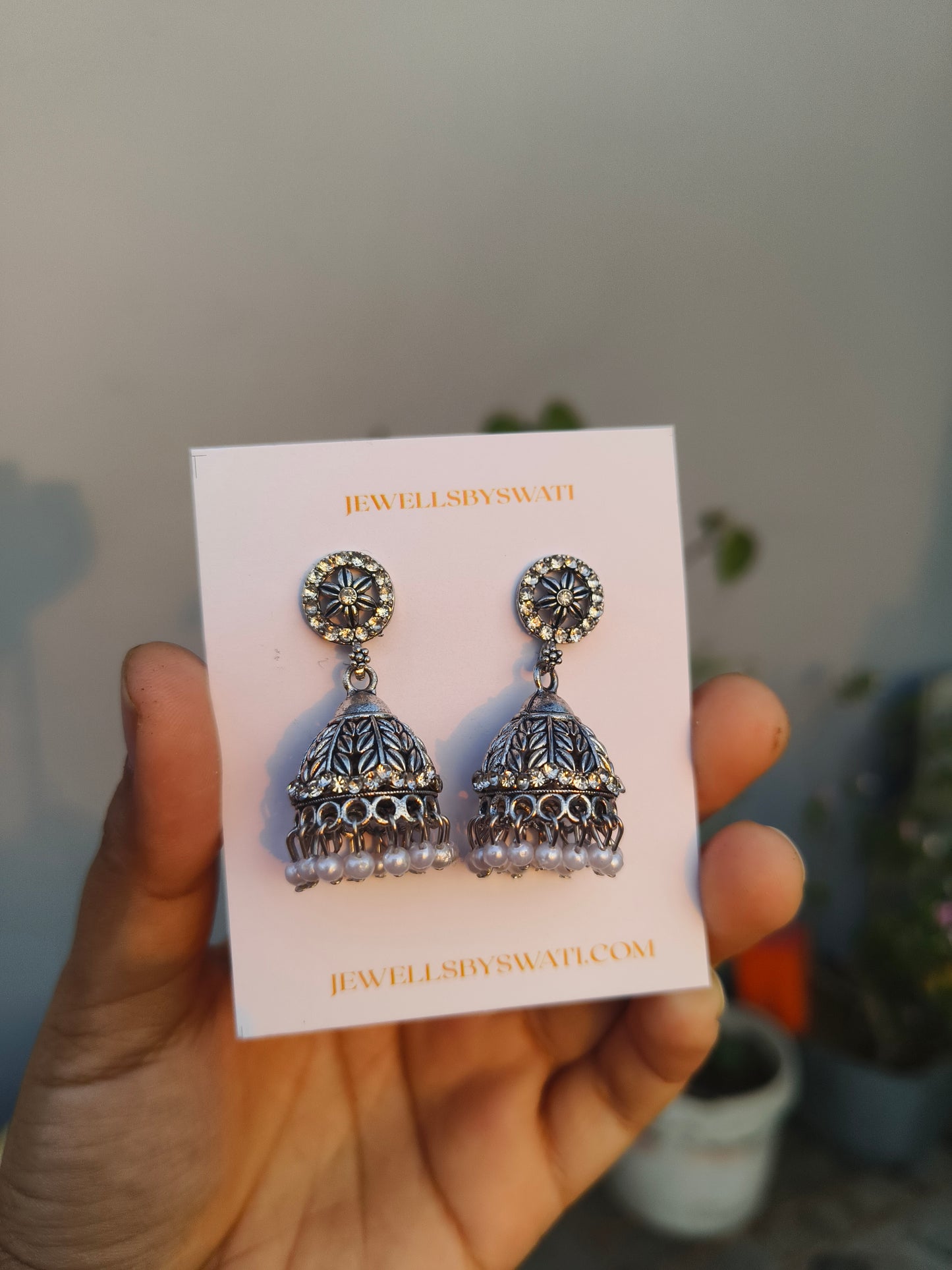Combo of 5 Oxidized Silver Jhumka Earrings Set |