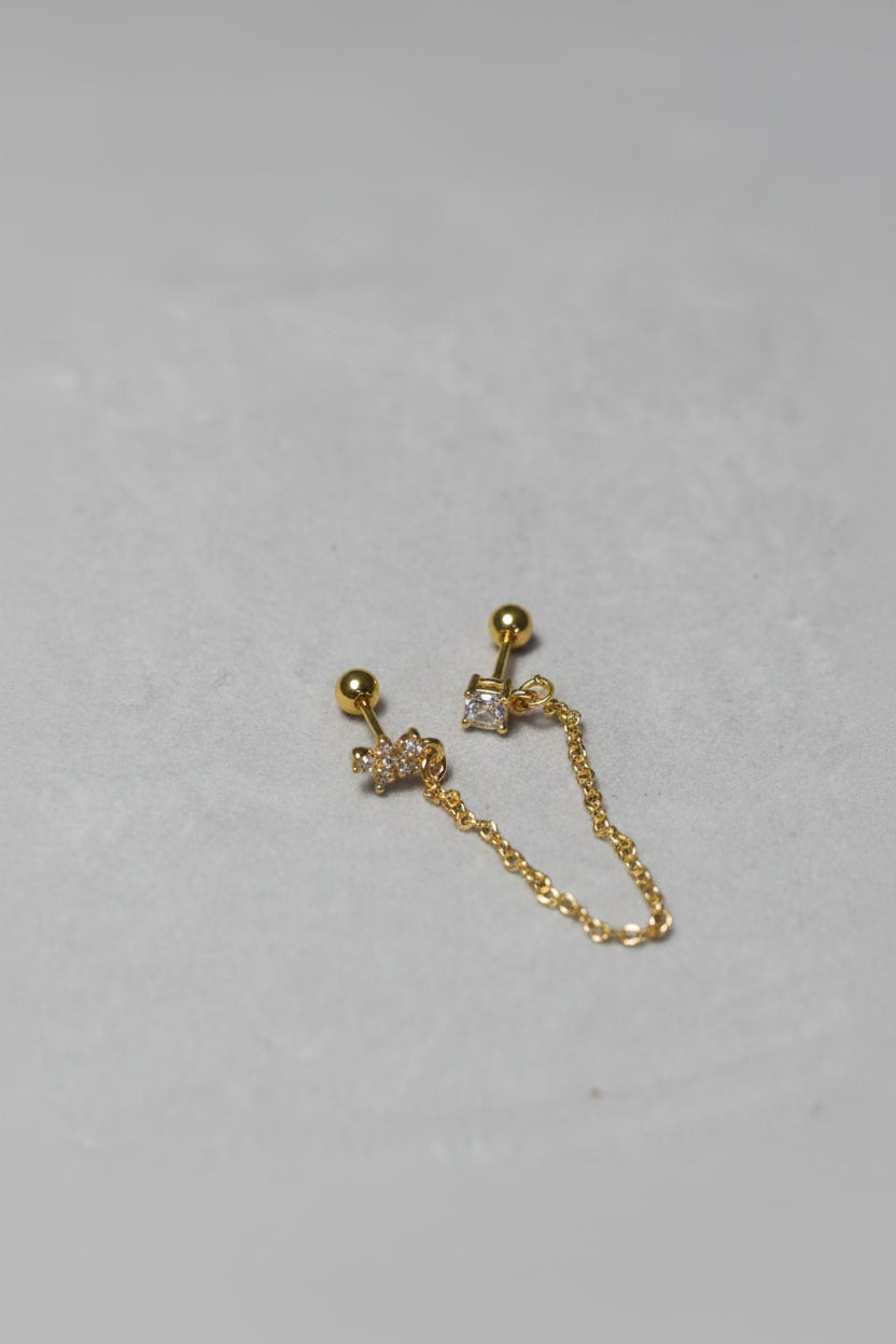 Ball Back Earrings chain connector earrings (pair)