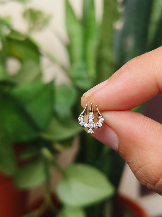 Trident Silver Ball Back Stud🔱