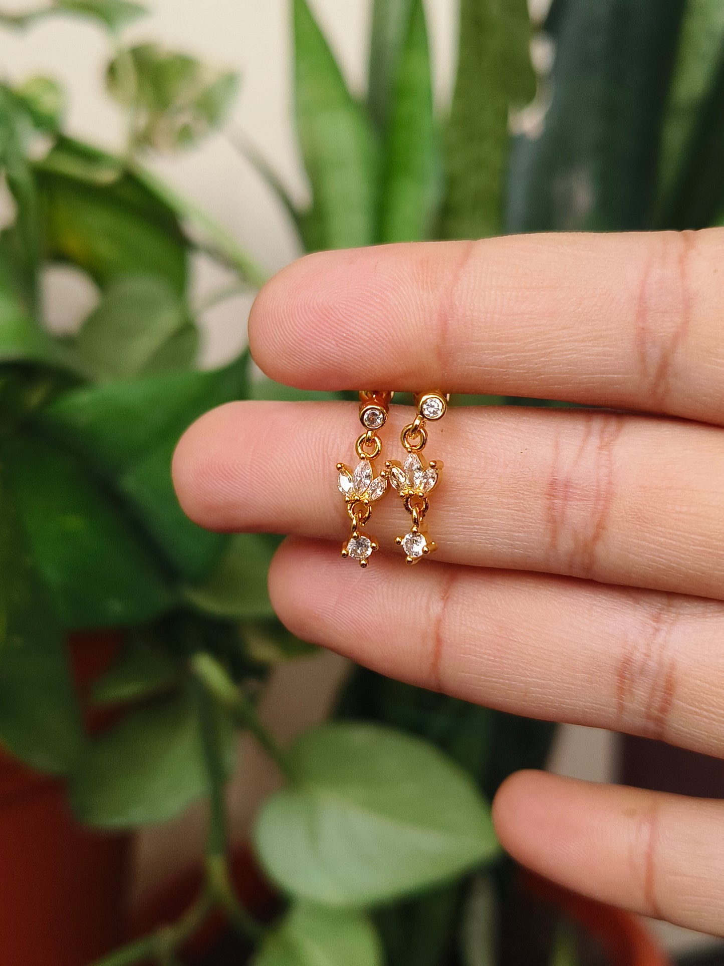 Flower stone Ball Back Danglers for helix
