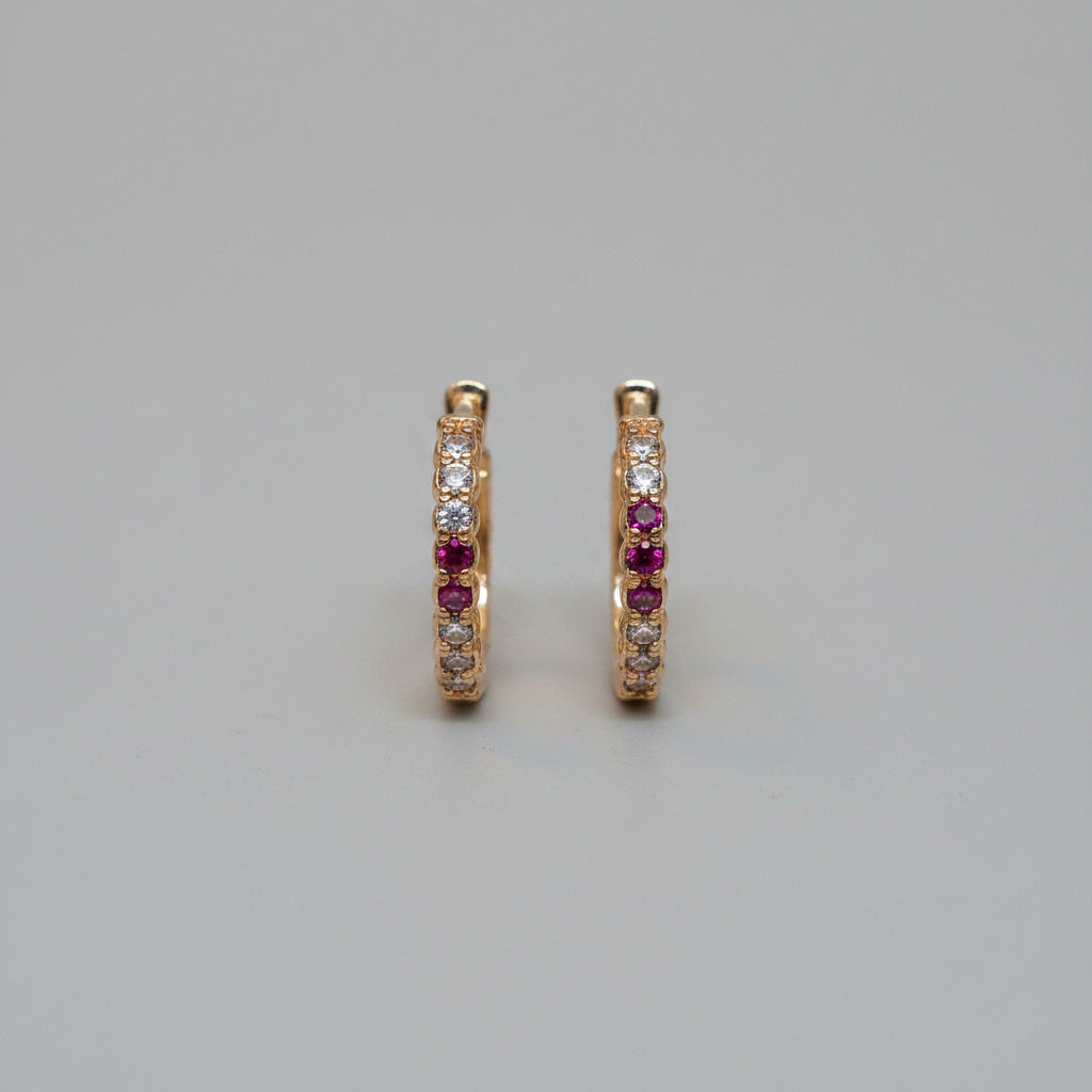 AD Golden hoops with pink stone for loob piercing