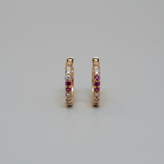 AD Golden hoops with pink stone for loob piercing