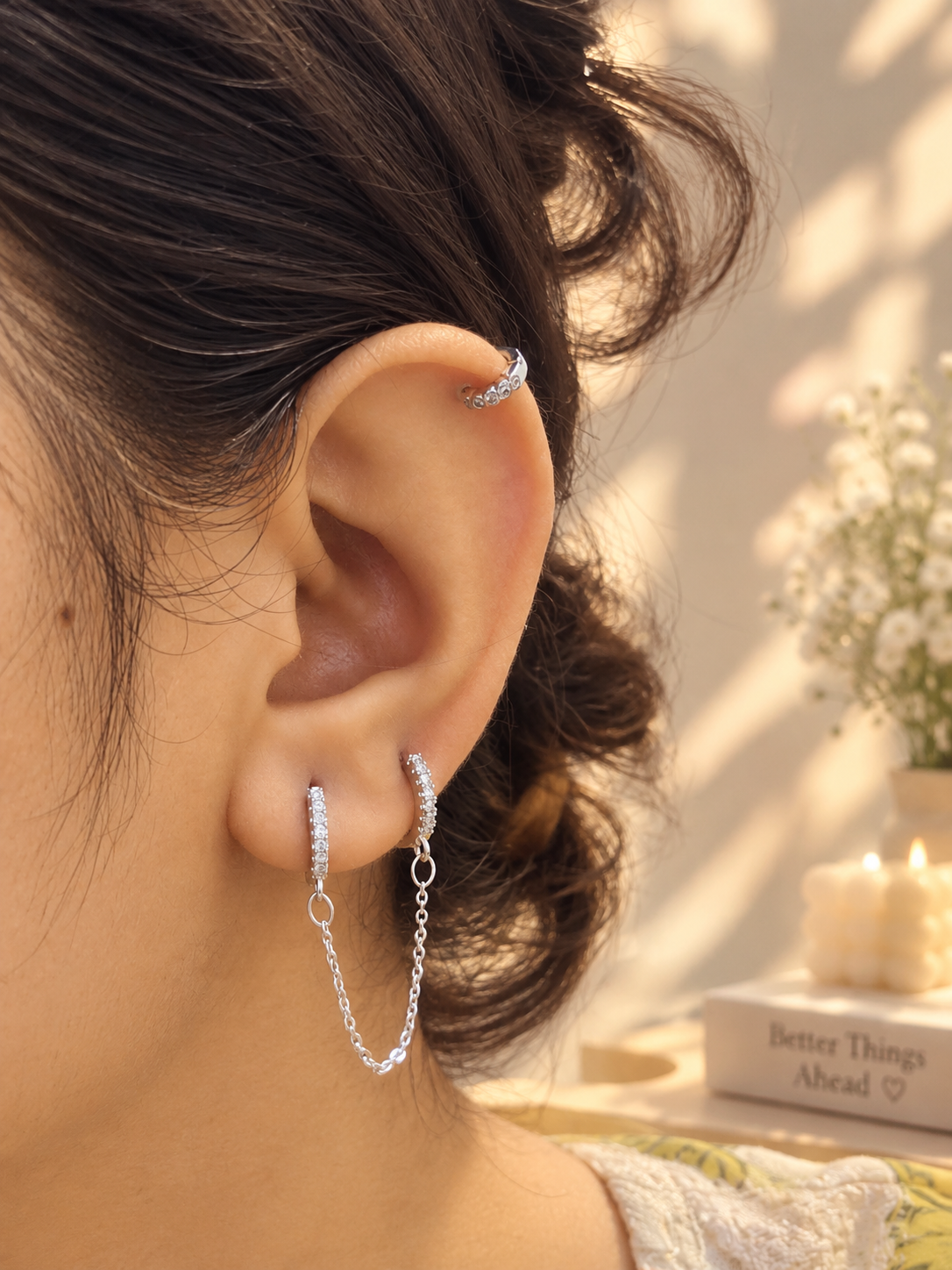 Chain linked  Silver Hoops ✨ pair