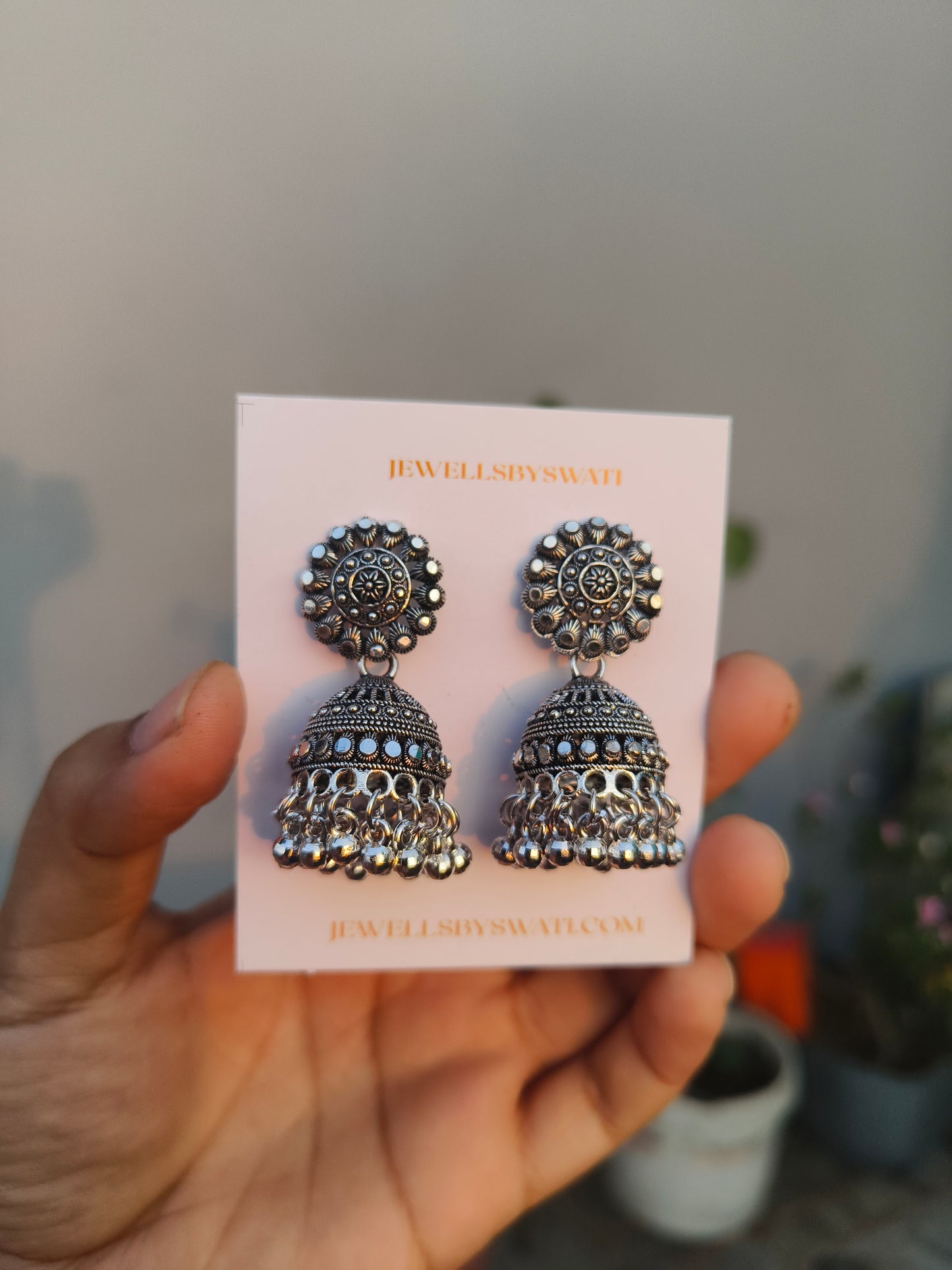 Combo of 5 Oxidized Silver Jhumka Earrings Set |