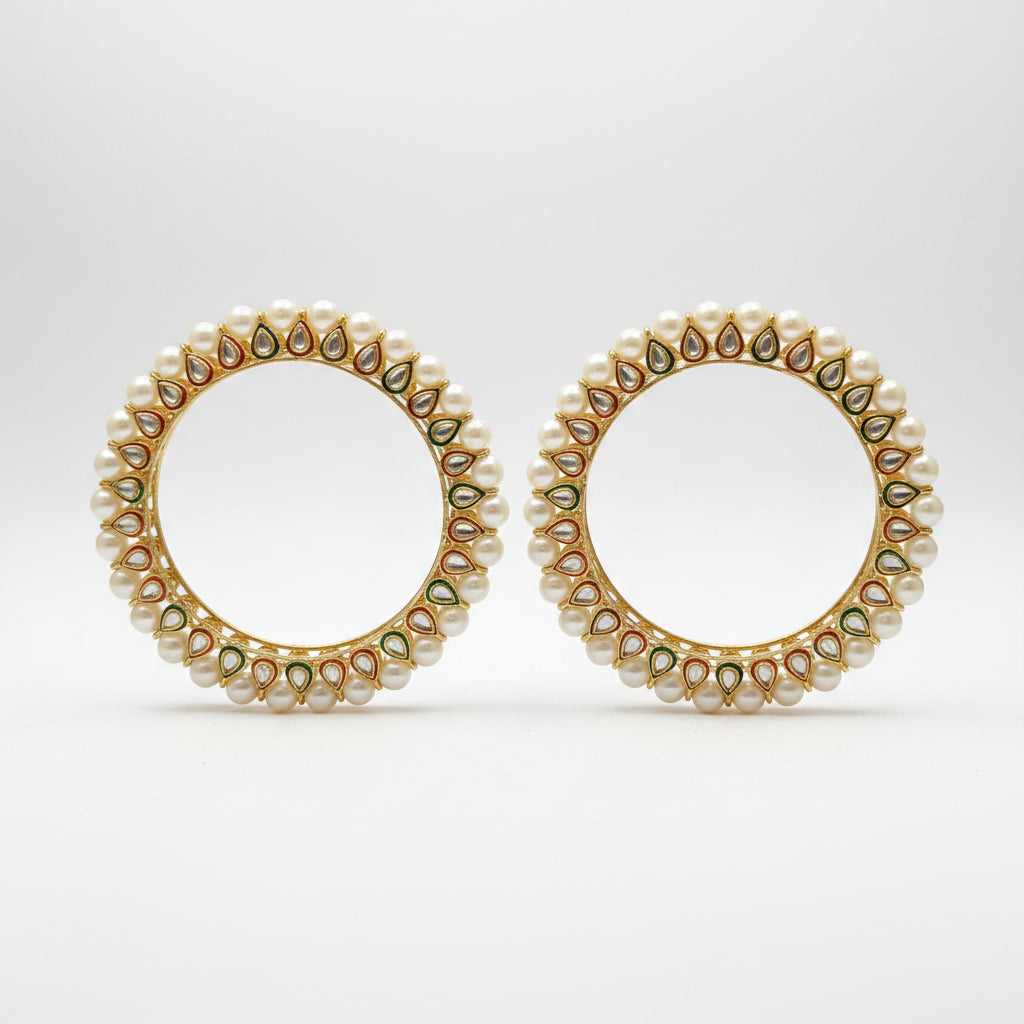 Kundan meenakari pearl Rajwadi Bangles