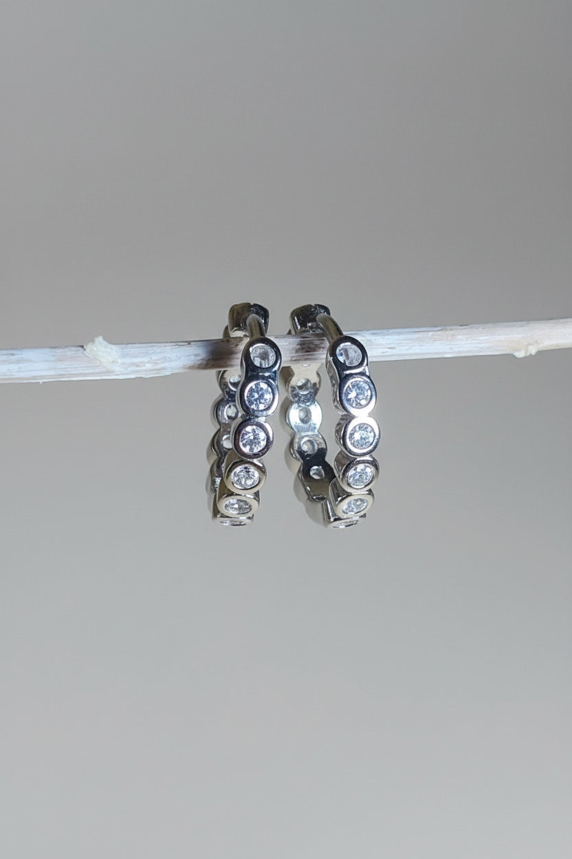 2-in-1 Silver CZ Hoop Earrings | Reversible Dual-Design Hoops🤍