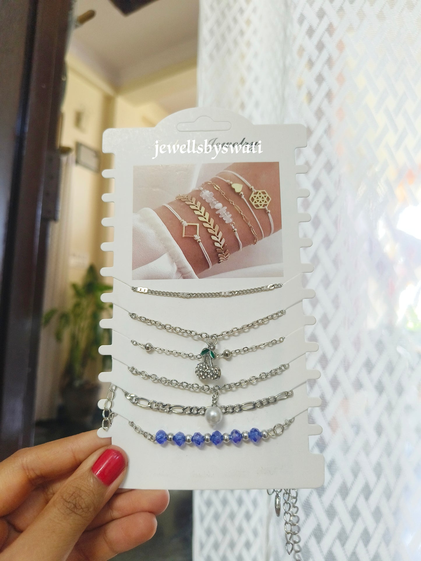 SET OF 6 Bracelate in silver and blue