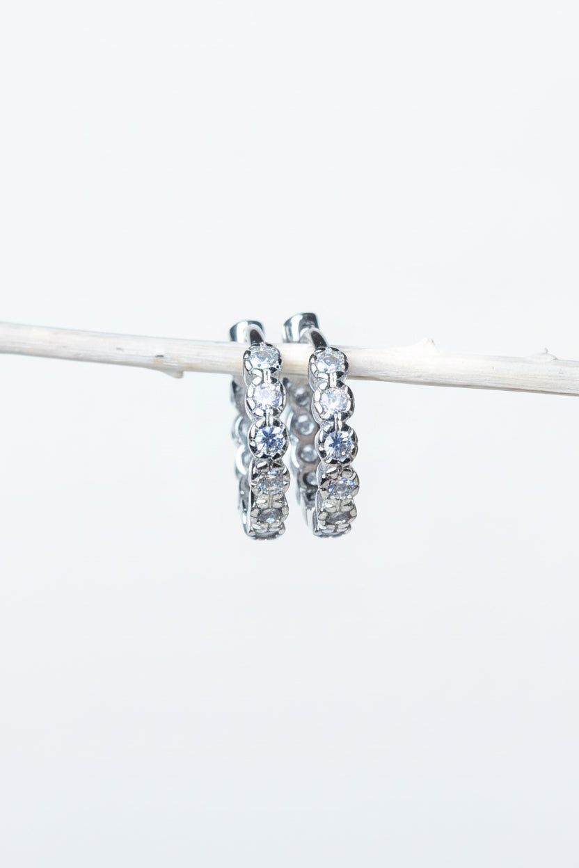 2-in-1 Silver CZ Hoop Earrings | Reversible Dual-Design Hoops🤍