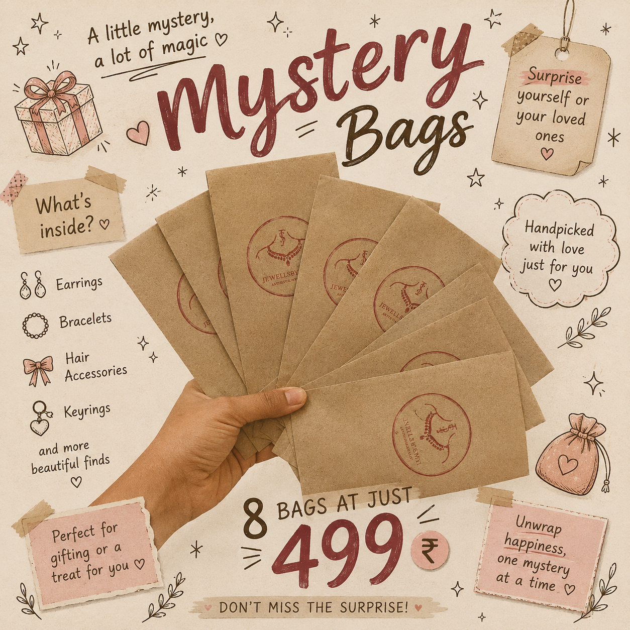 ✨ 8 Mystery Bags – Surprise Accessories Combo ✨