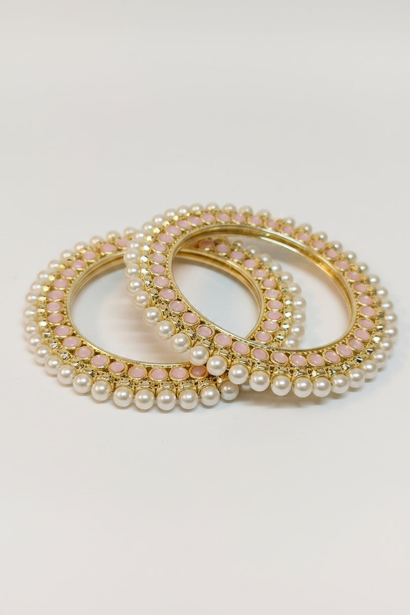 Baby pink and pearl Rajwadi Bangles