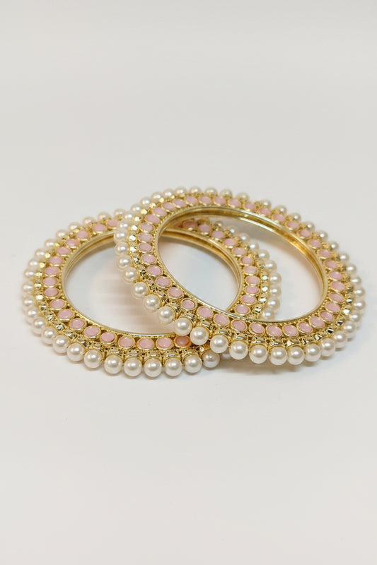 Baby pink and pearl Rajwadi Bangles