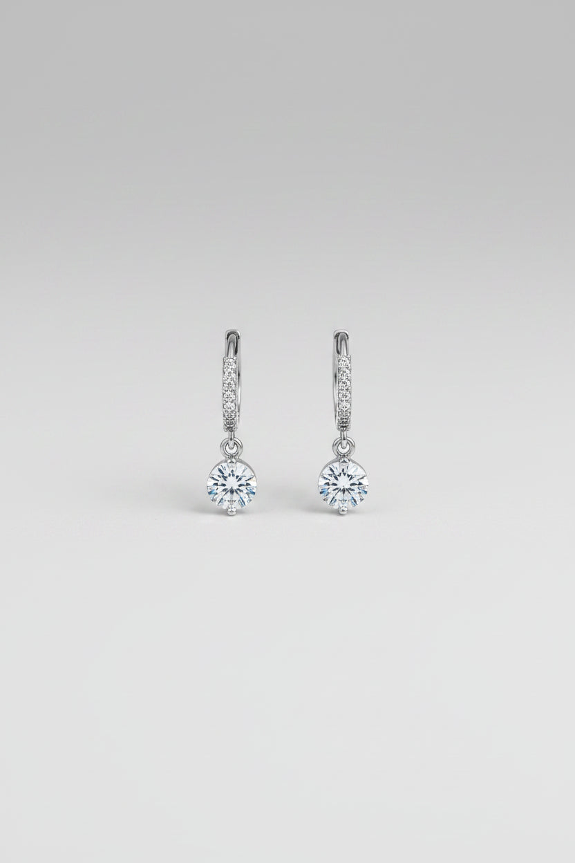 Silver Stone Dangler For Lobe Piercing