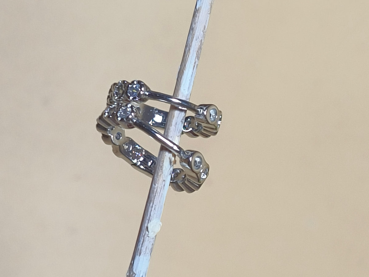 2-in-1 Silver CZ Hoop Earrings | Reversible Dual-Design Hoops🤍