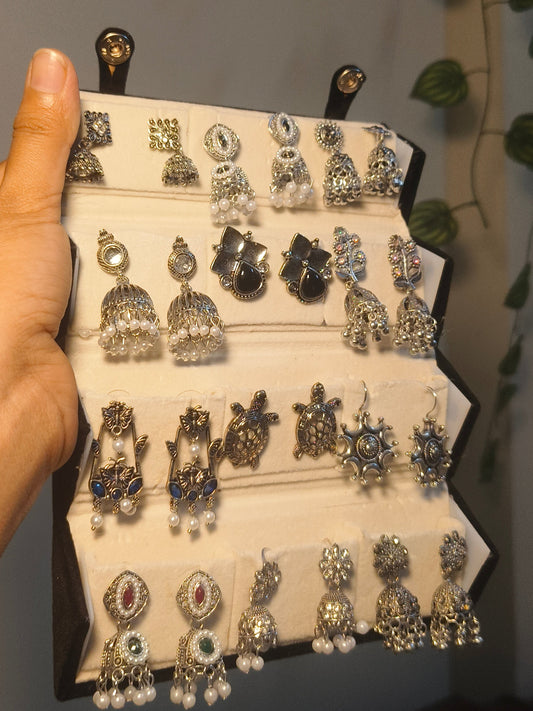 12 Pair Jhumka Gift Box Set – Premium Oxidized Earrings Collection with Jewelry Box