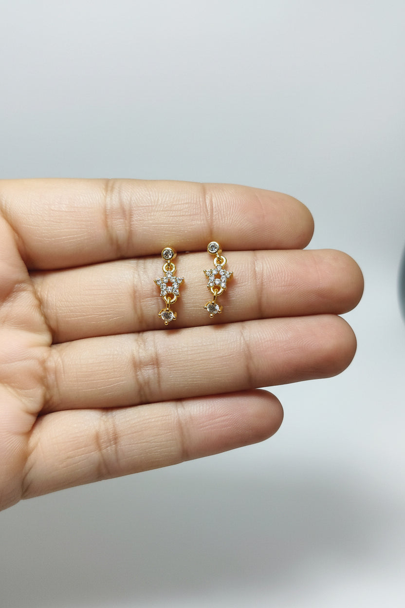 Star stone helix dangler ball back (pair)