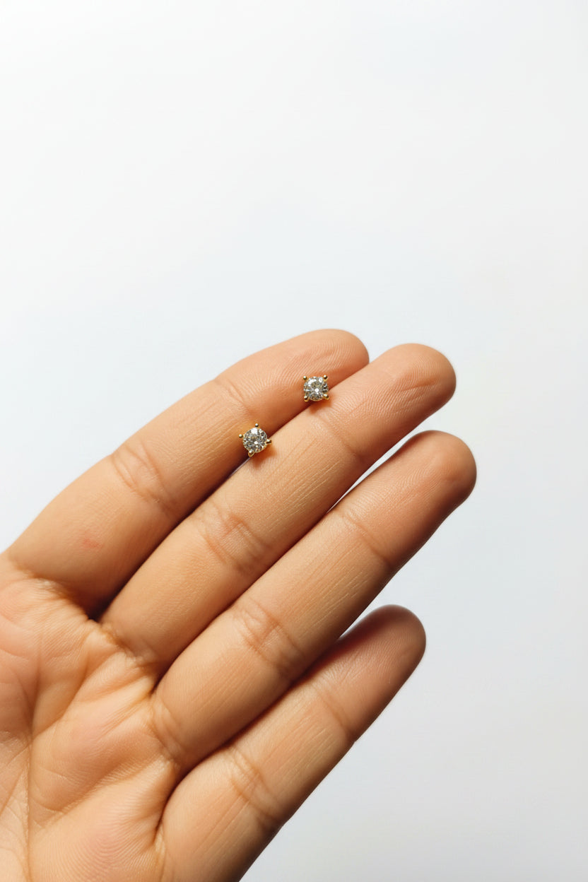 Single stone ball back studs (golden)