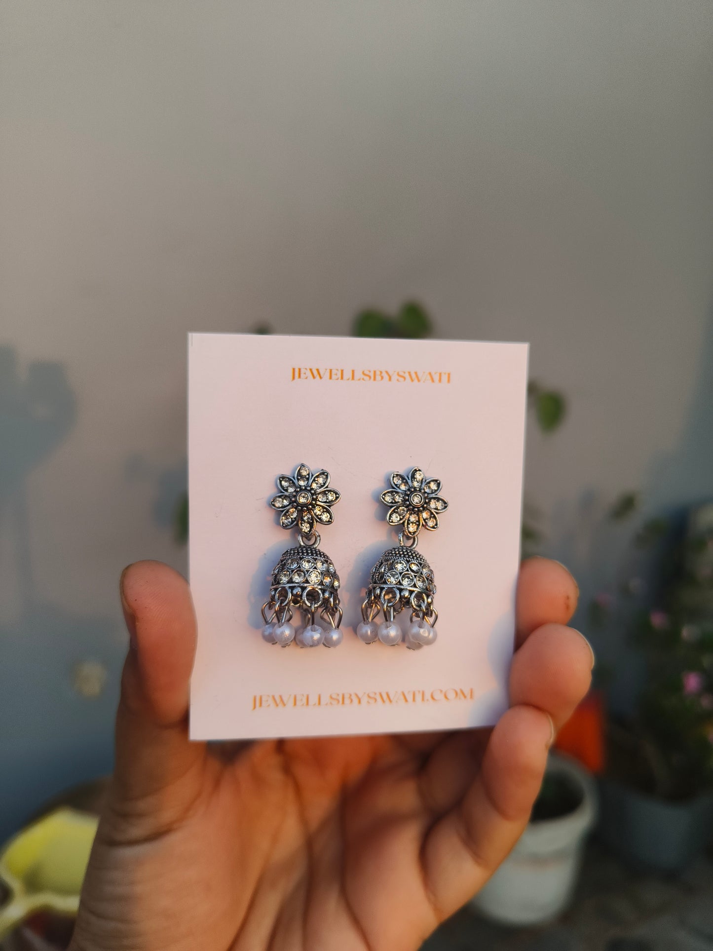 Combo of 5 Oxidized Silver Jhumka Earrings Set |