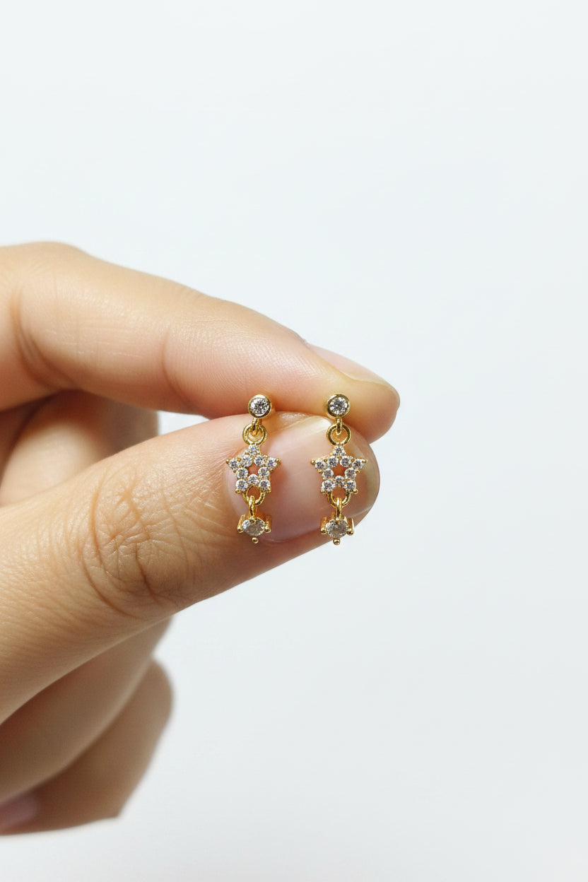 Star stone helix dangler ball back (pair)