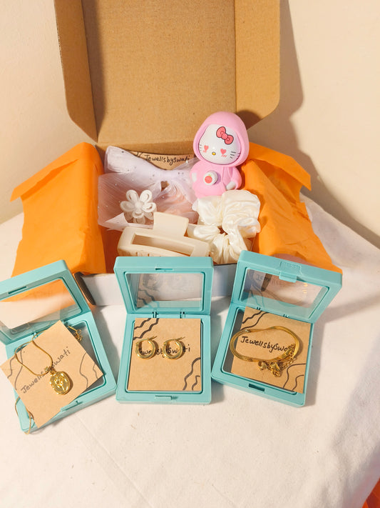 Cute Jewelry Gift Hamper for Women | Gold Finish Necklace, Hoop Earrings & Bracelet | Perfect Valentine, Birthday & Self-Love 🎁