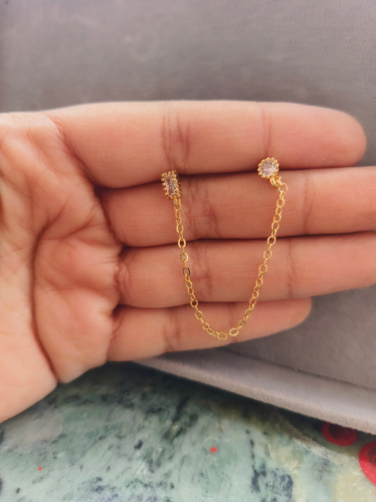 Dainty Crystal Chain Stud Earrings ✨|ear connector 13