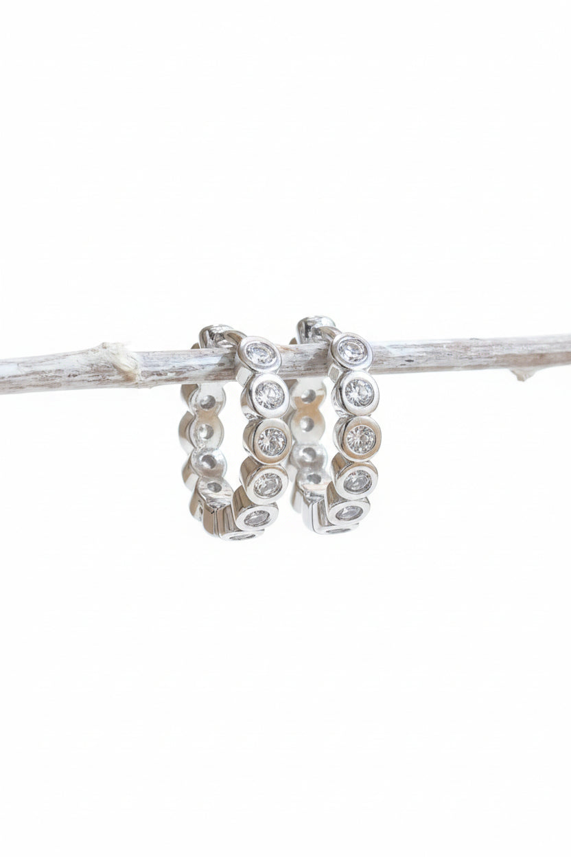 2-in-1 Silver CZ Hoop Earrings | Reversible Dual-Design Hoops🤍